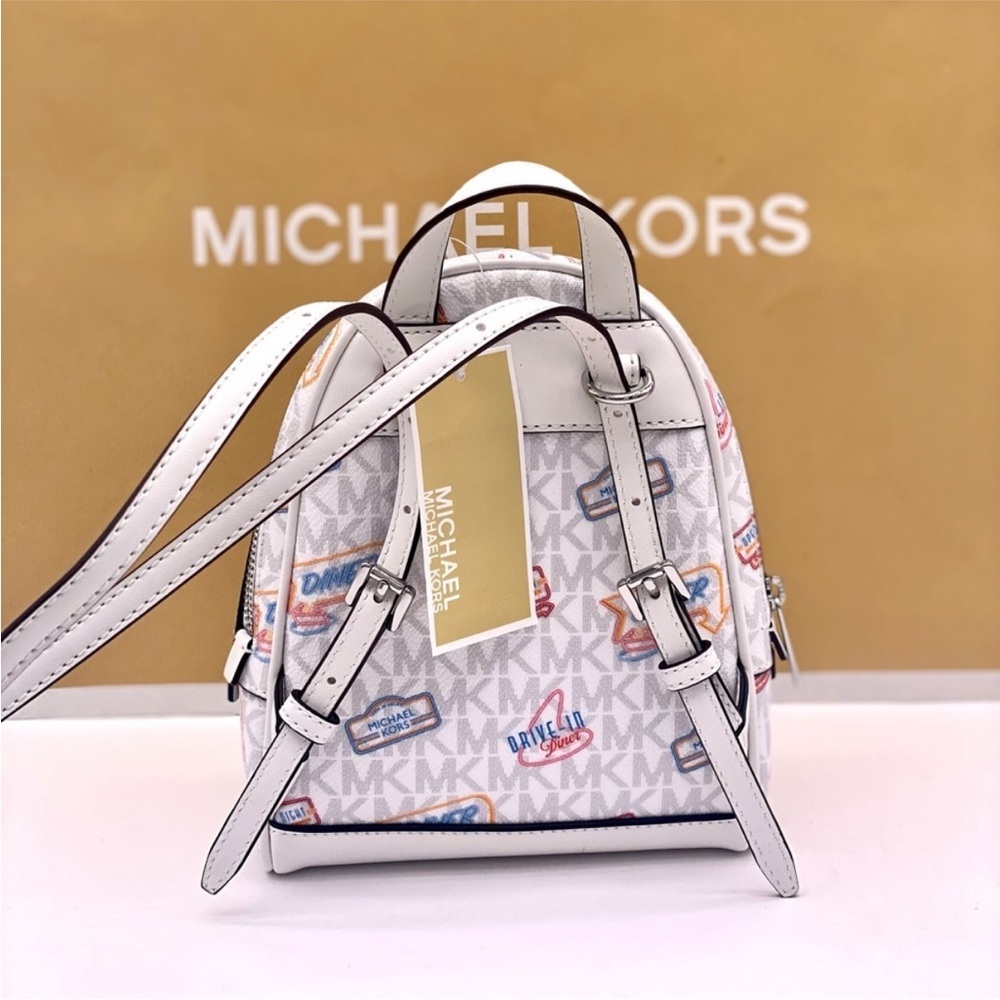 Michael Kors Rhea Extra-Small convertible Backpack Crossbody Optic White - Picture 6 of 11
